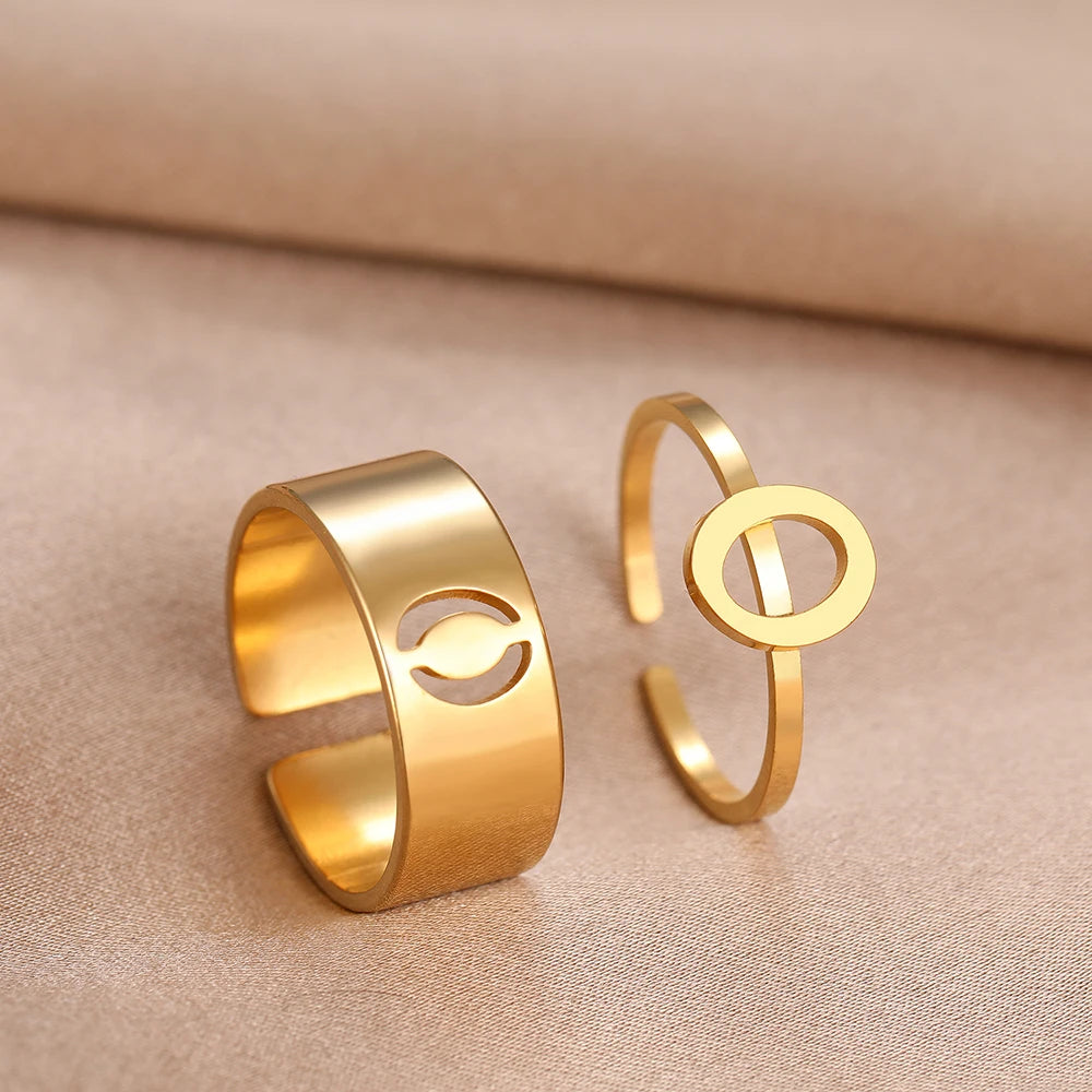 Adjustable Couples Matching Letter Rings - Veinci