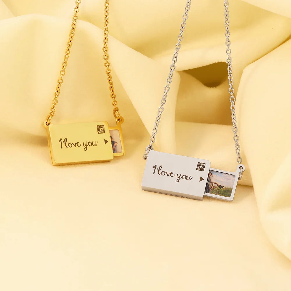 Personalized Custom Photo Envelope Necklace