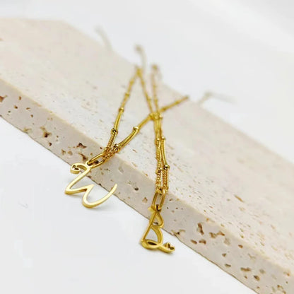 Dainty Satellite Chain Heart Letter Initial Necklace