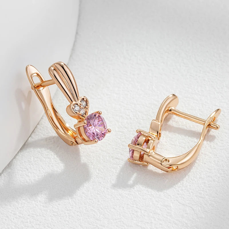 Dainty Heart Sparkle Pink Diamond Earrings