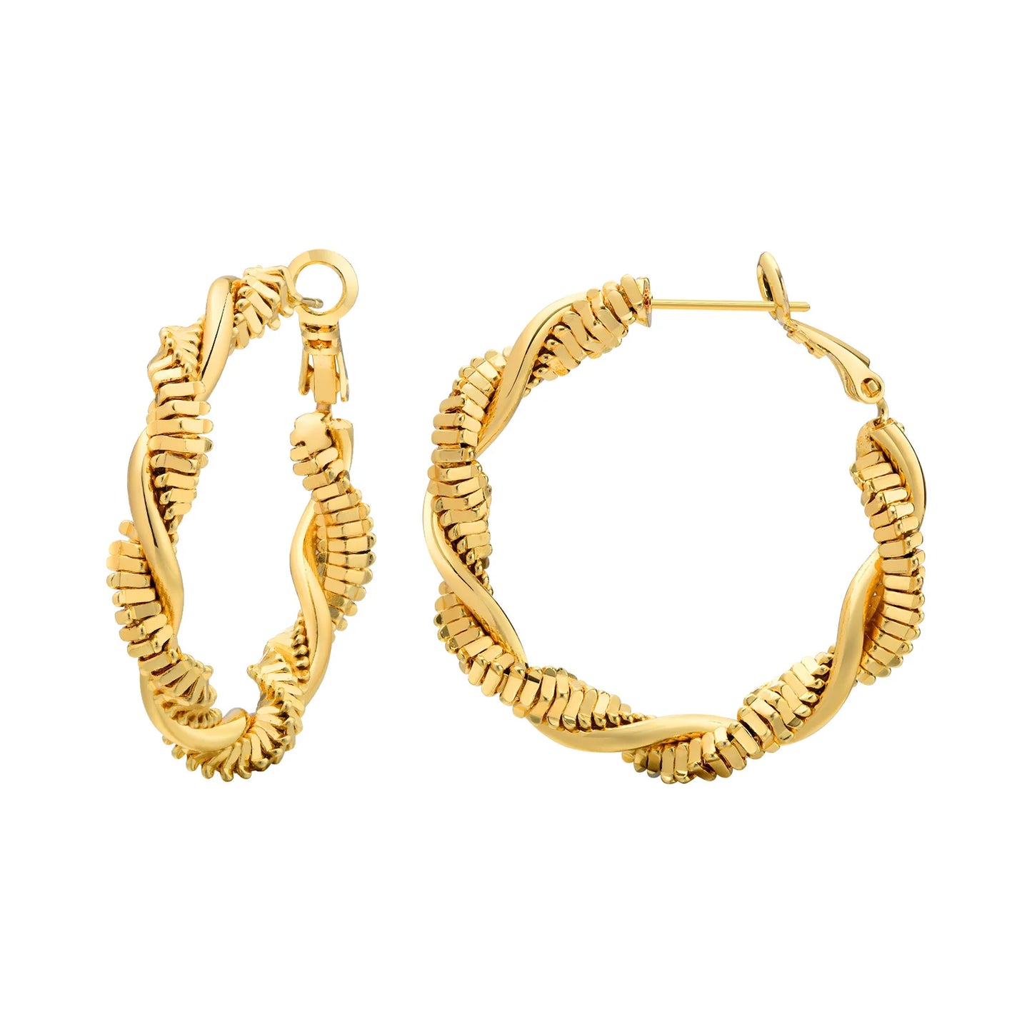 14k Deluxe Textured Spiral Hoop Earrings