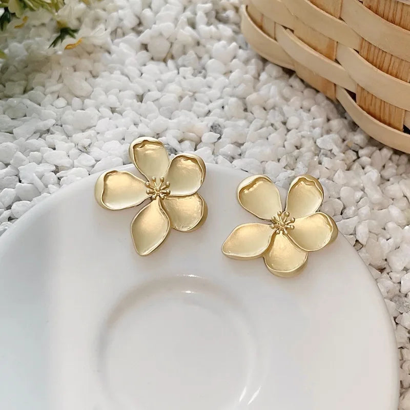 Matte Golden Flower Earrings