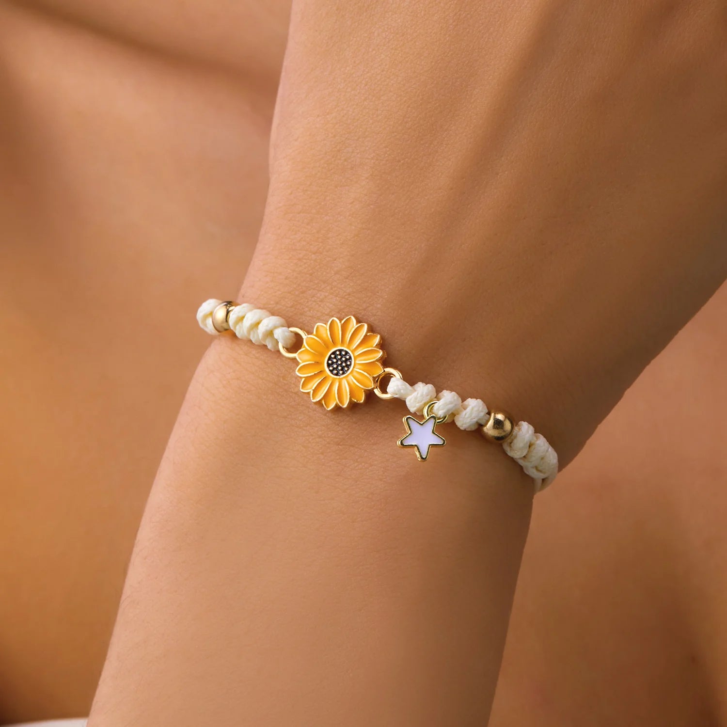 Braided Feminine Flower Star Bracelet