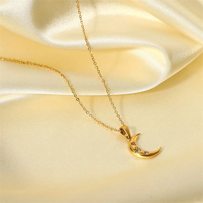 18k Diamond Adorned Crescent Moon Necklace