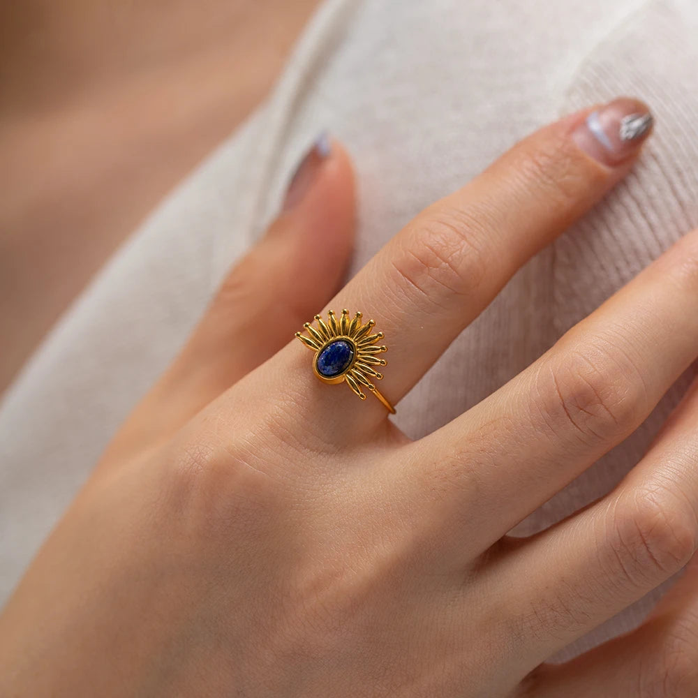 Dainty Lapis Sun Shine Ring