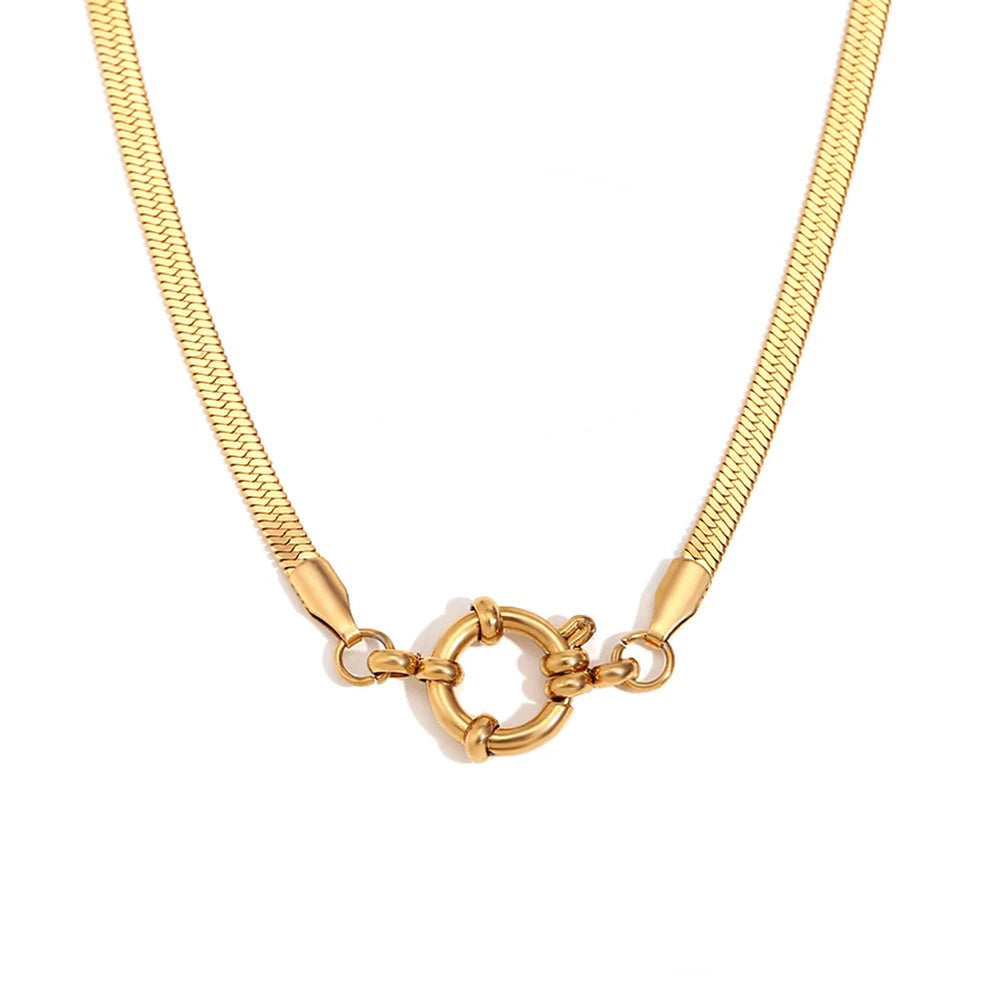 18k Anchor Wheel Clasp Chain Necklaces