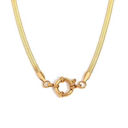 18k Anchor Wheel Clasp Chain Necklaces