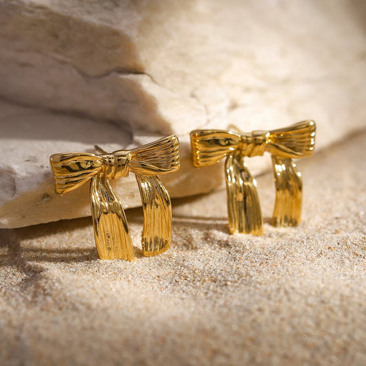 Feminine Textured Bow Earrings