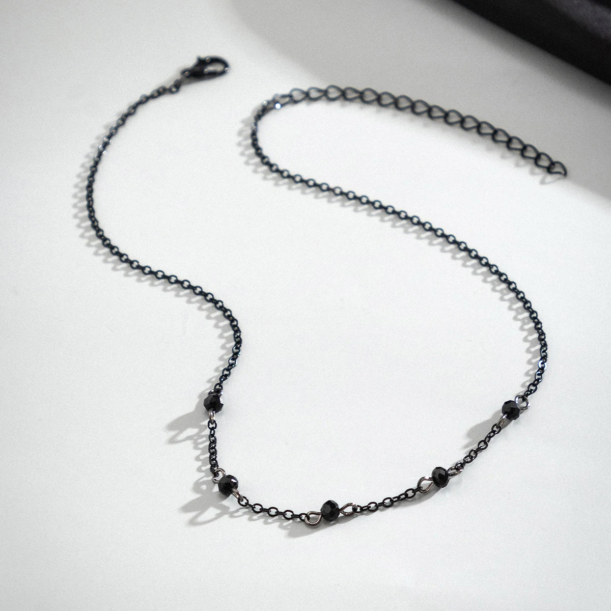 Dainty Black Spaced Beads Necklace