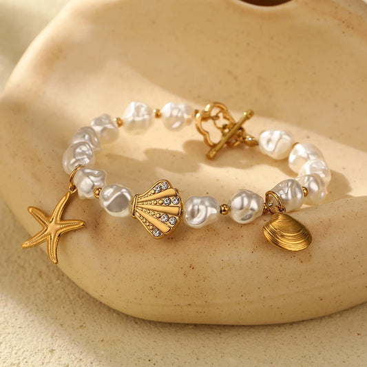 Classic Luxe Pearl Sea Shell Bracelet