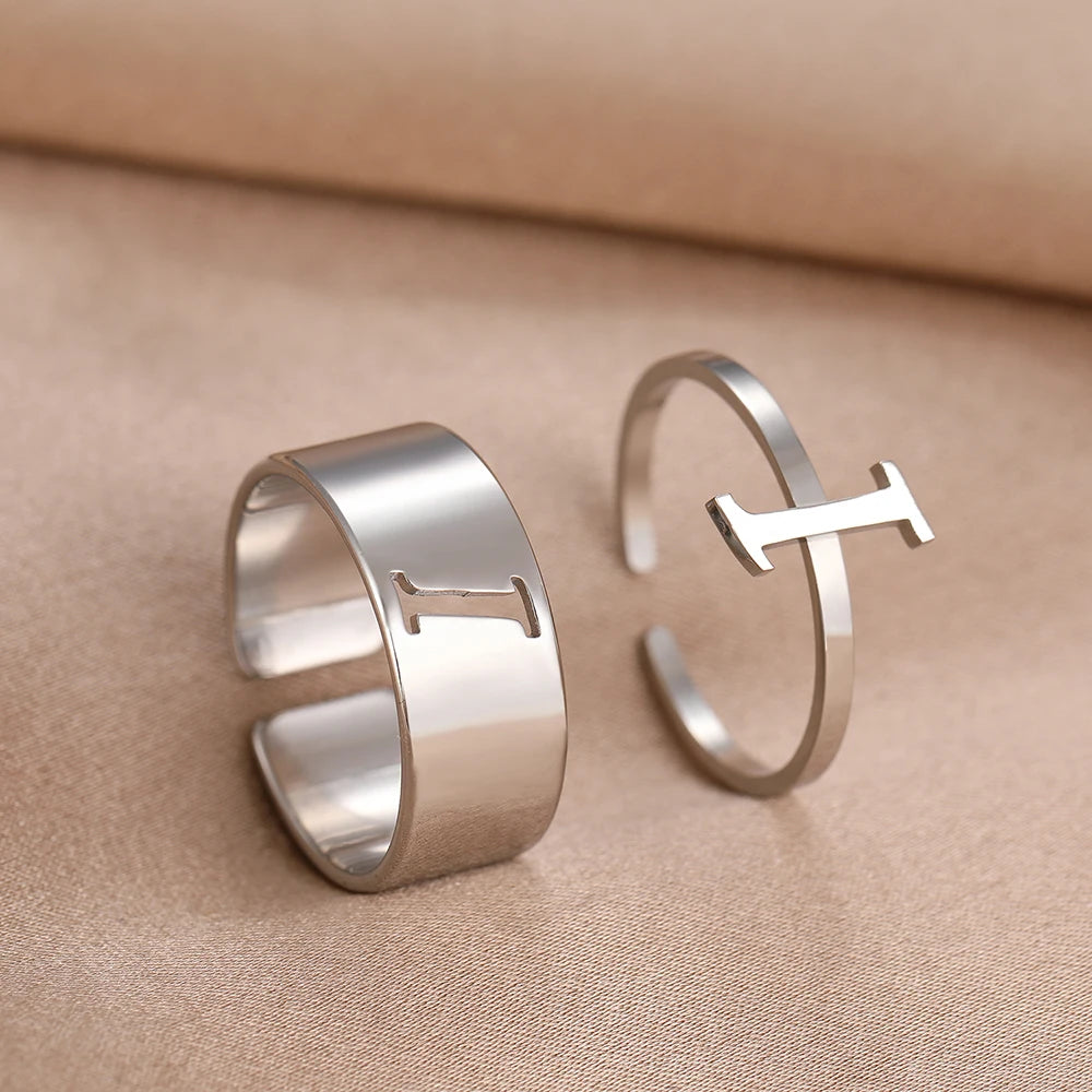 Adjustable Couples Matching Letter Rings - Veinci