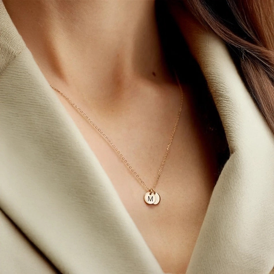 Dainty Personalized Disc Initial Necklace