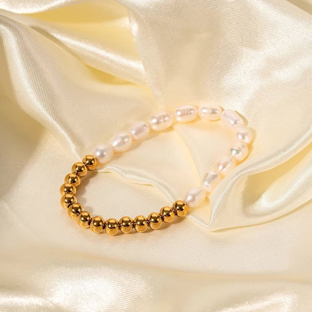 18k Beaded Pearl Split Bracelet