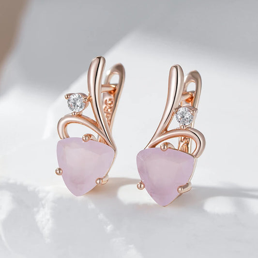 Curved Pastel Pink Diamond Earrings