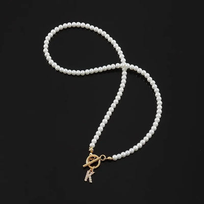 Dainty Beaded Clasp Initial Necklace