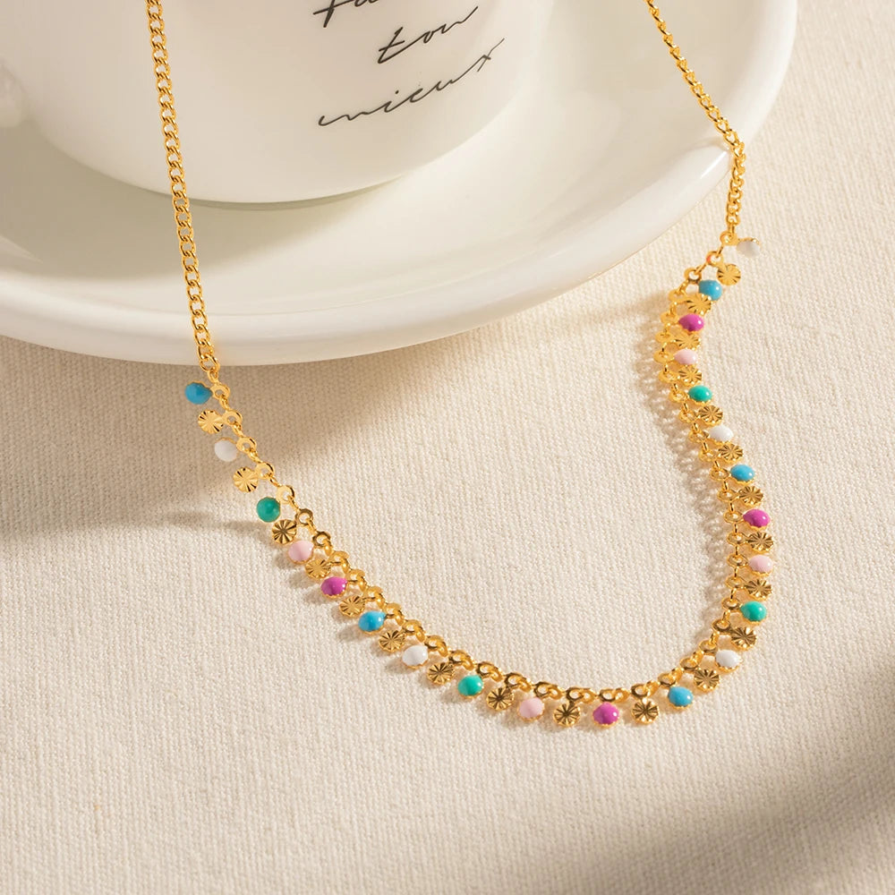 Bohemian Colorful Droplet Necklace