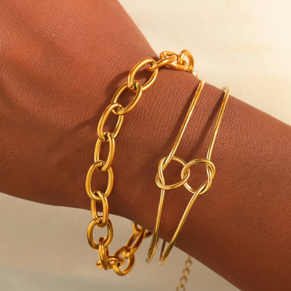 Dual Knot Paperclip Bracelet Stack