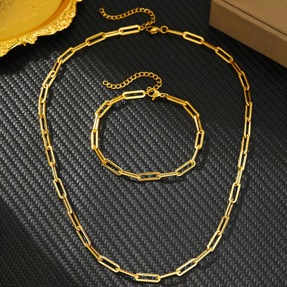 Paperclip Chain Bracelet and Necklace Set