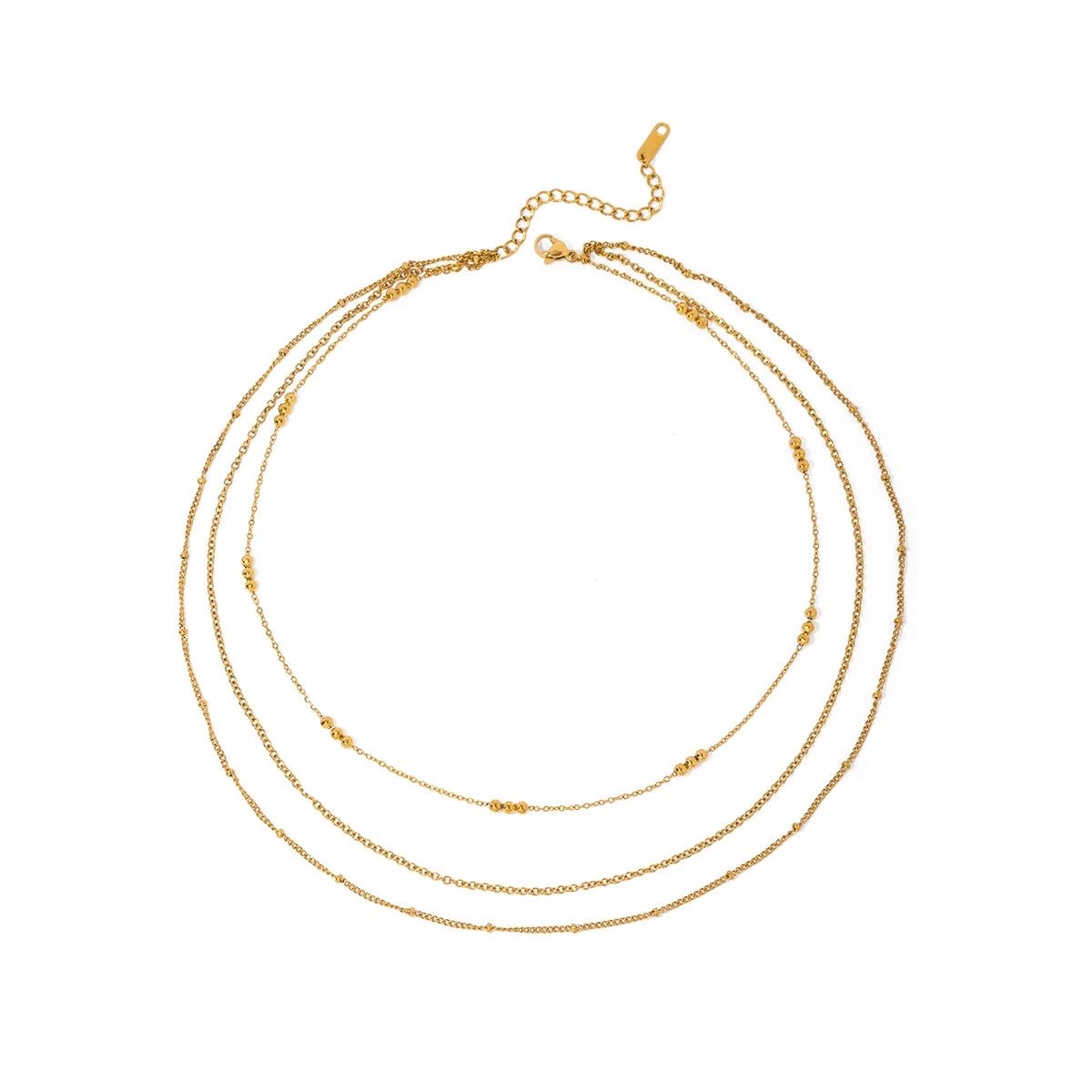 18k Dainty Triple Satellite Necklace Stack