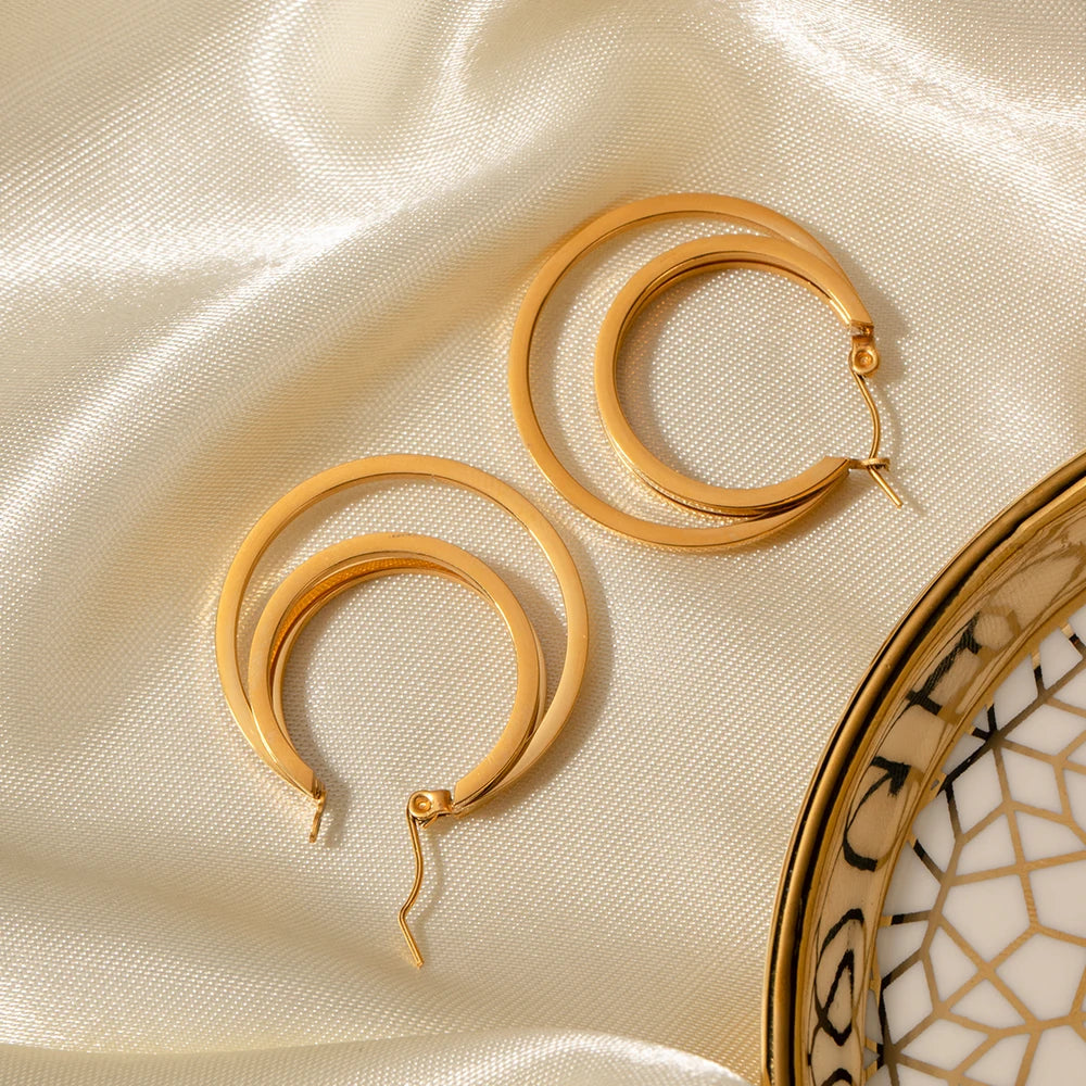 18k Triple Layer Hoop Earrings