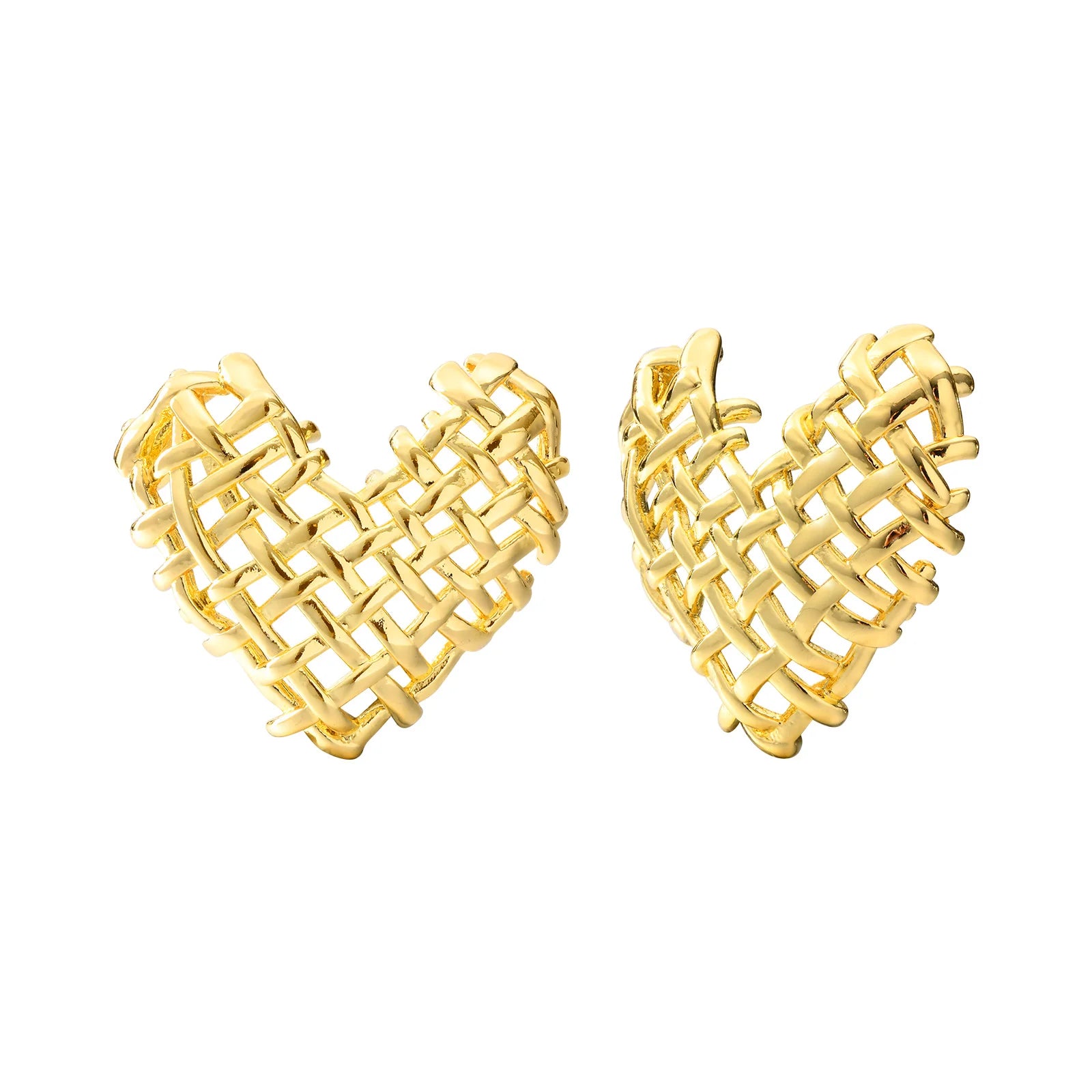 14k Woven Heart Earrings