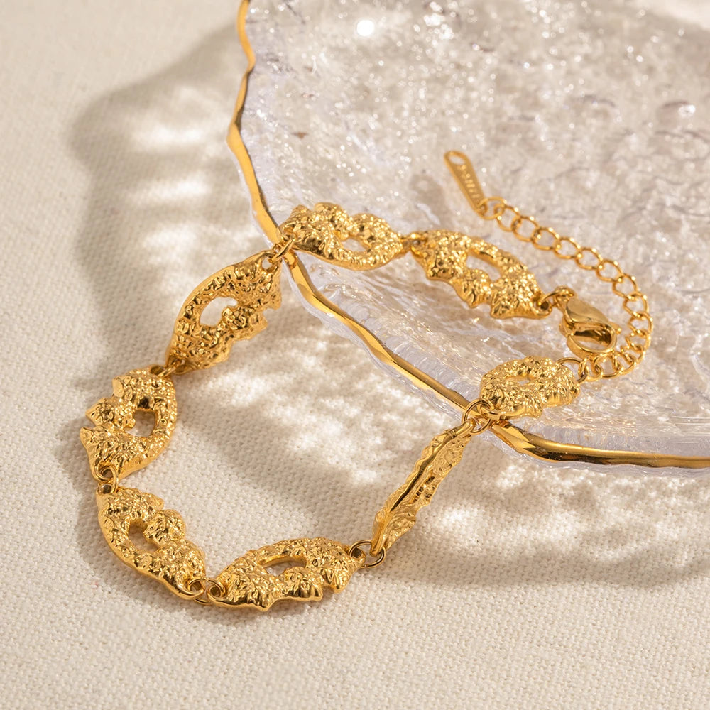 18k Melted Speckled Gold Bracelet