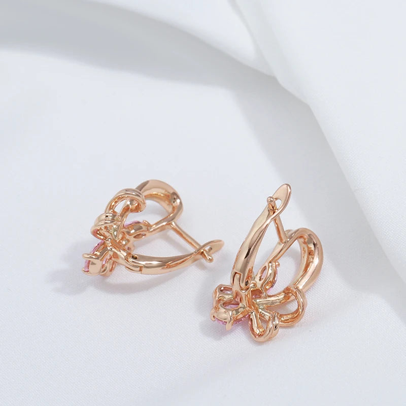 Classy Floral Pink Diamond Earrings