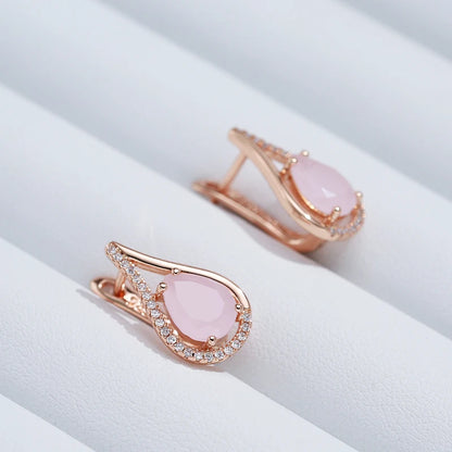 Dainty Rose Gold Water Drop Earrings