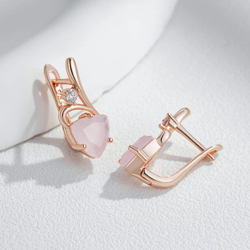 Curved Pastel Pink Diamond Earrings