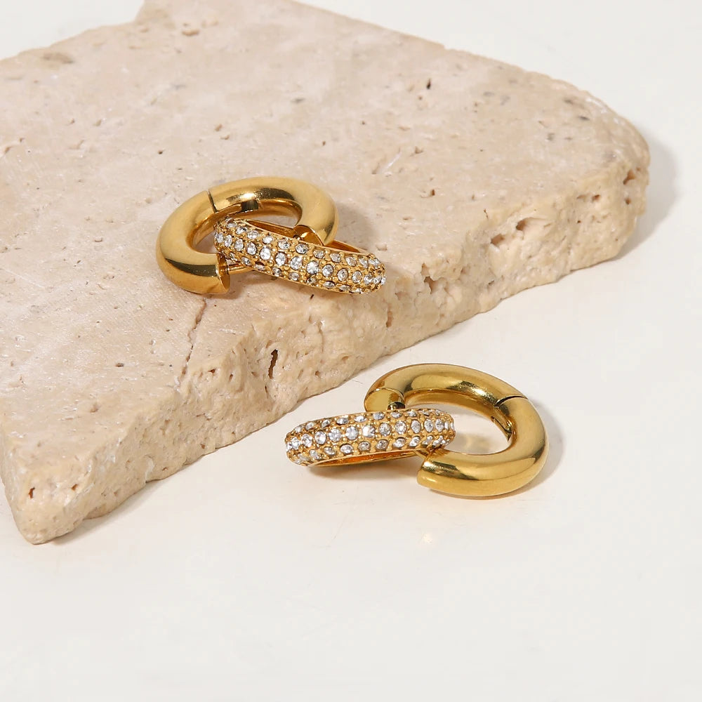 18k Dainty Huggie Diamond Dangle Earrings