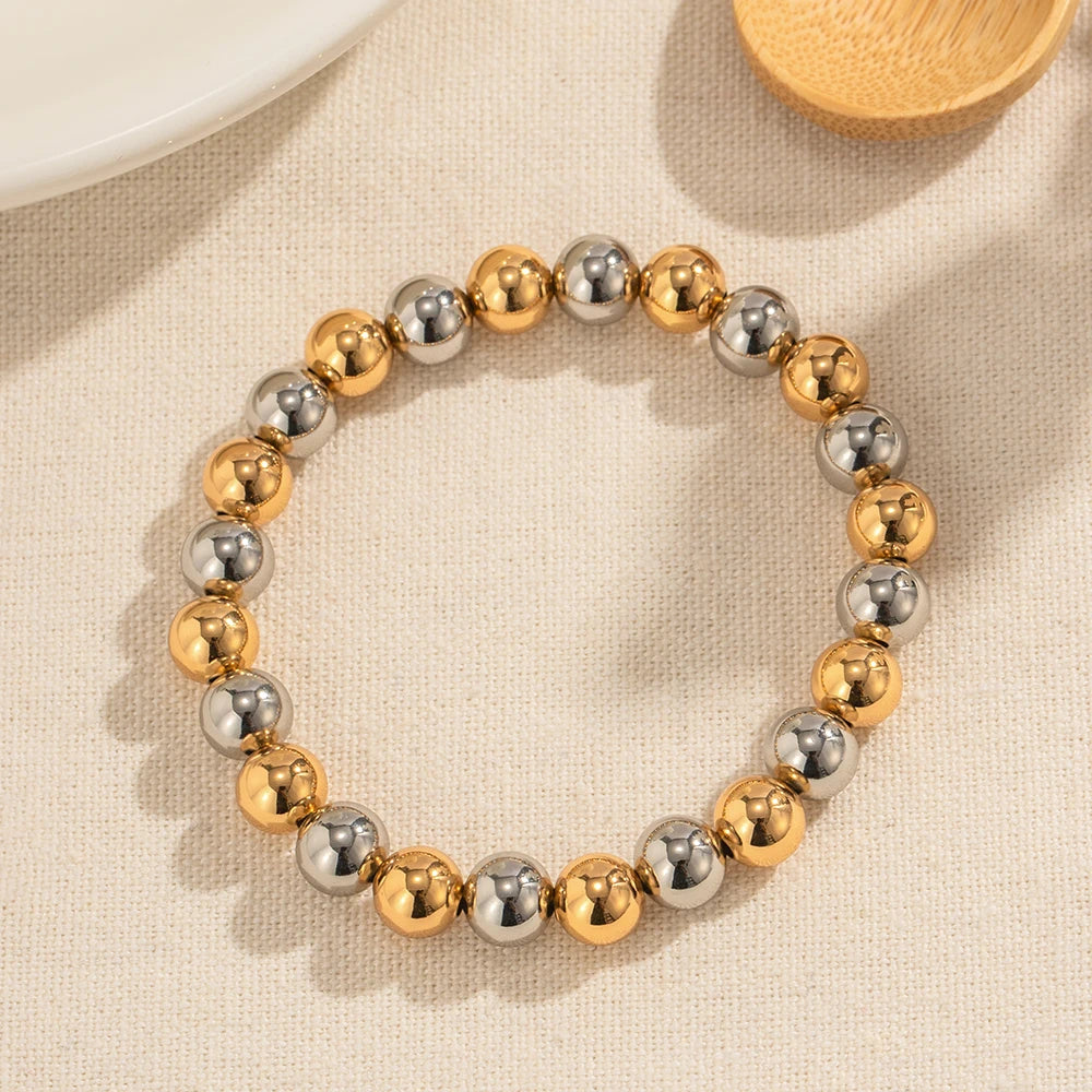 Two Tone Gold & Silver Beaded Bracelet