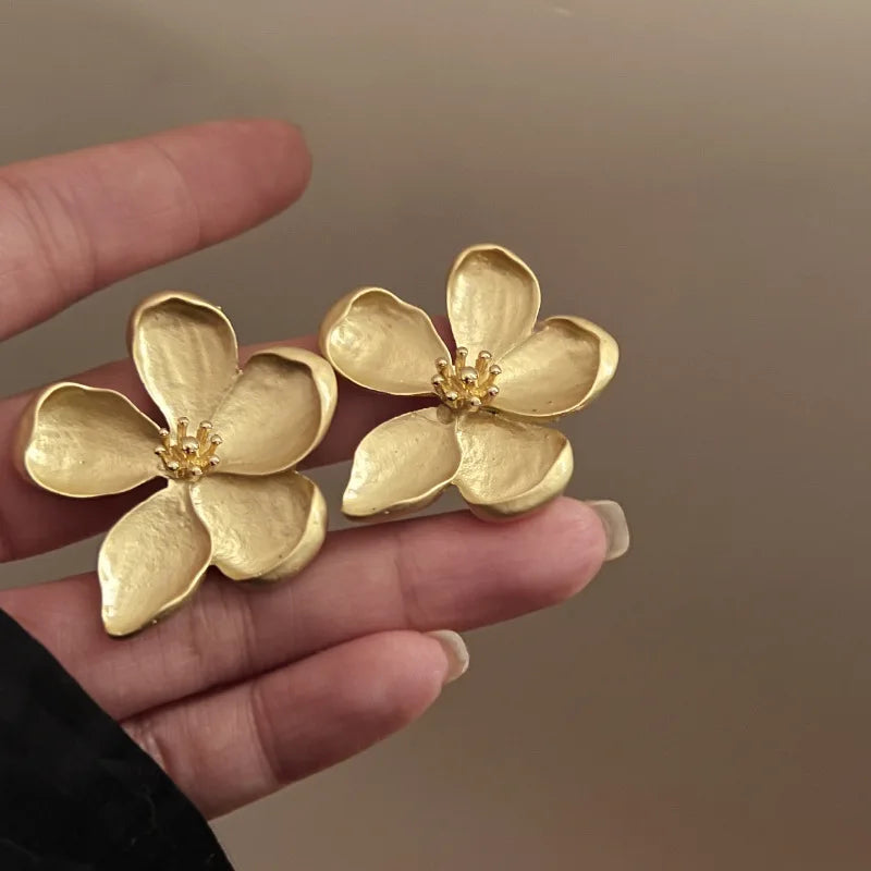 Matte Golden Flower Earrings