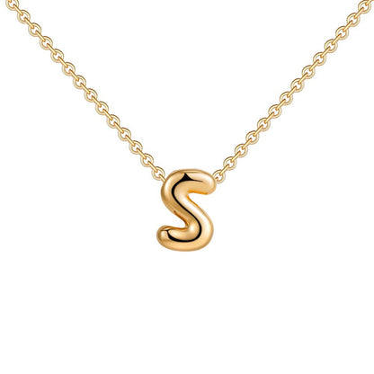 Dainty Bubble Letter Initial Necklace