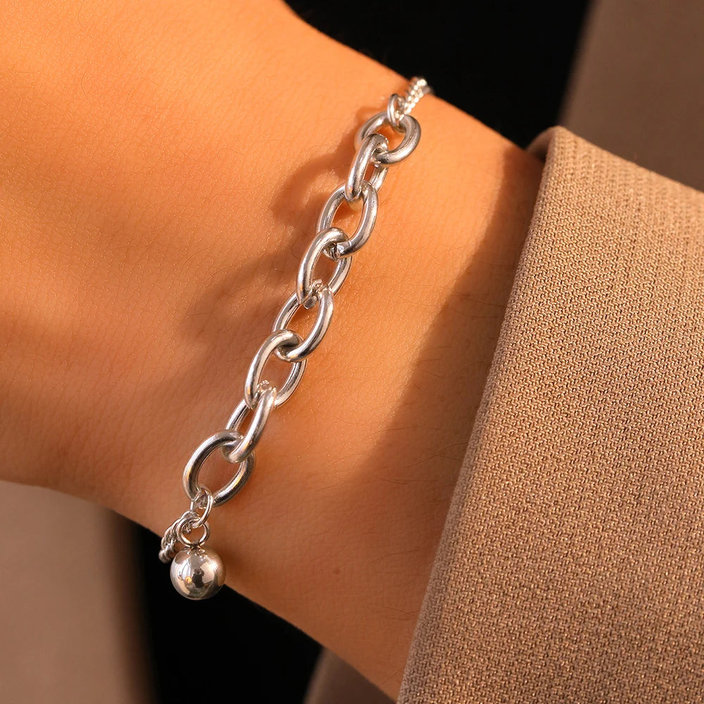 Dainty Curb & Bold Paperclip Chain Bracelet