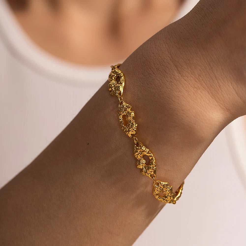 18k Melted Speckled Gold Bracelet