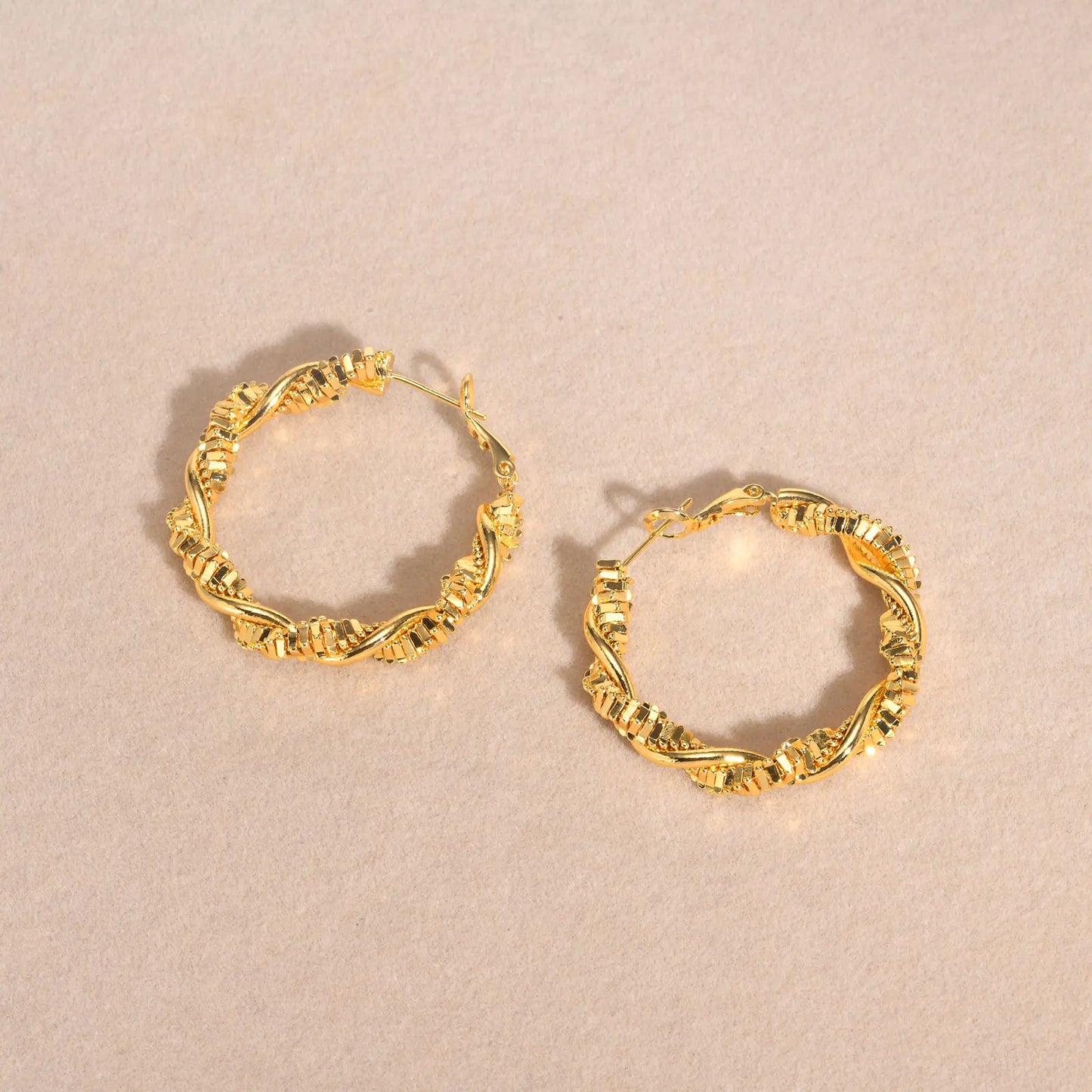 14k Deluxe Textured Spiral Hoop Earrings