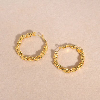 14k Deluxe Textured Spiral Hoop Earrings