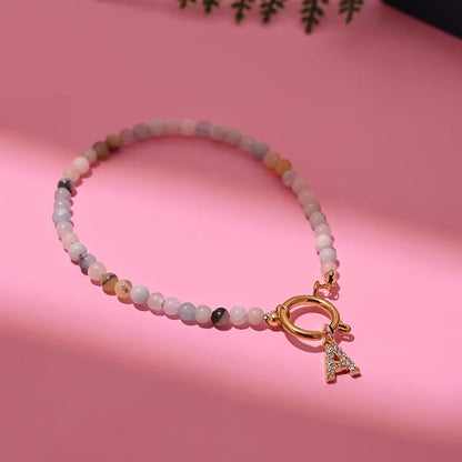 Dainty Beaded Initial Bracelet