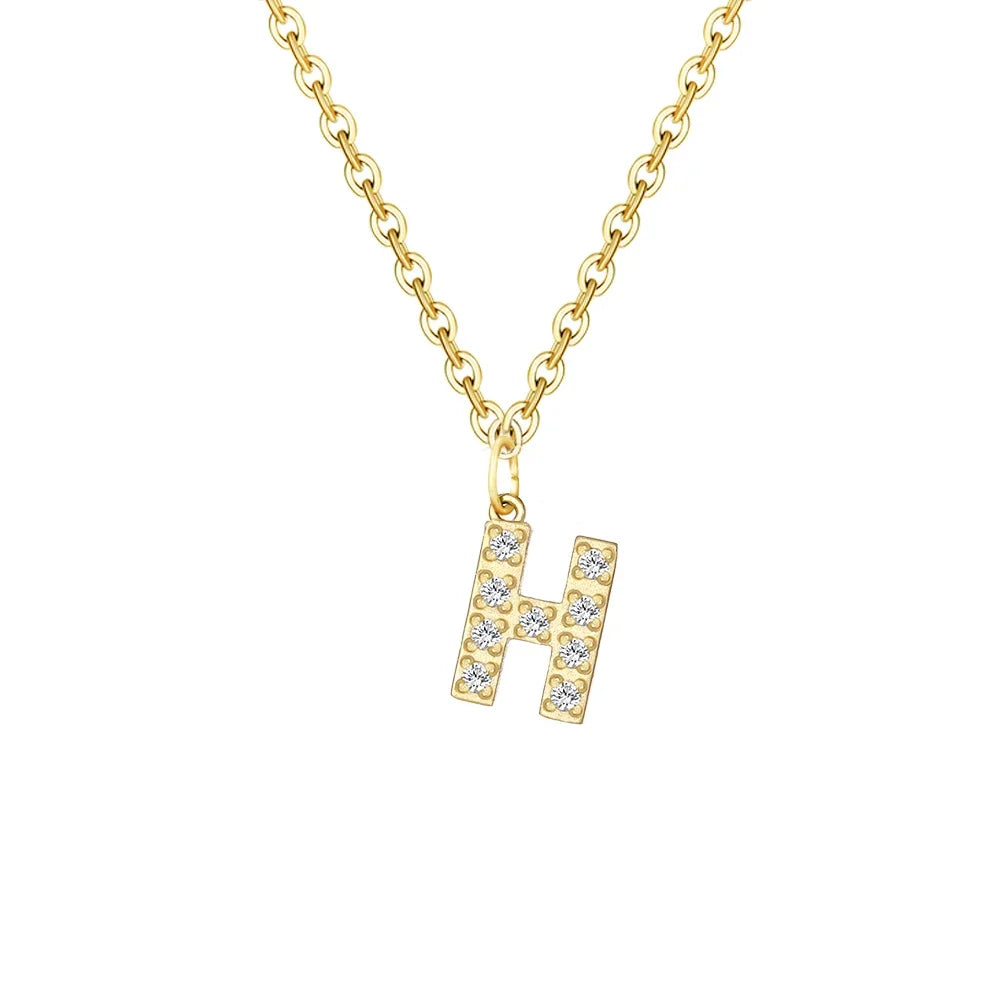 Dainty Zircon Letter Initial, Number, Symbol Chain Necklace - Veinci