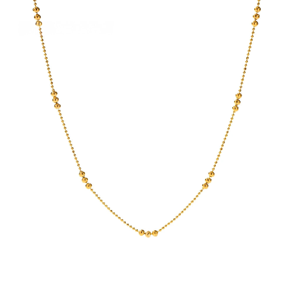 16k Dainty Triple Bead Accent Necklace