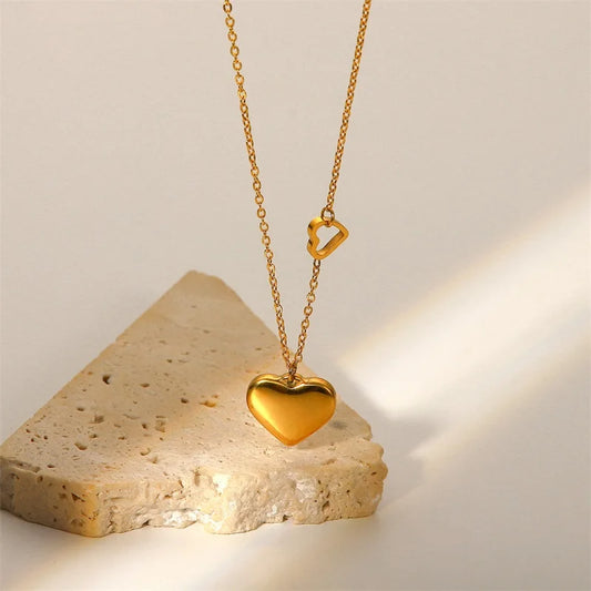 Dainty Heart Accented Heart Pendant Necklace