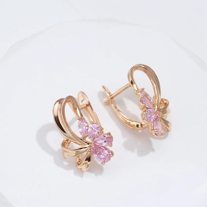 Classy Floral Pink Diamond Earrings