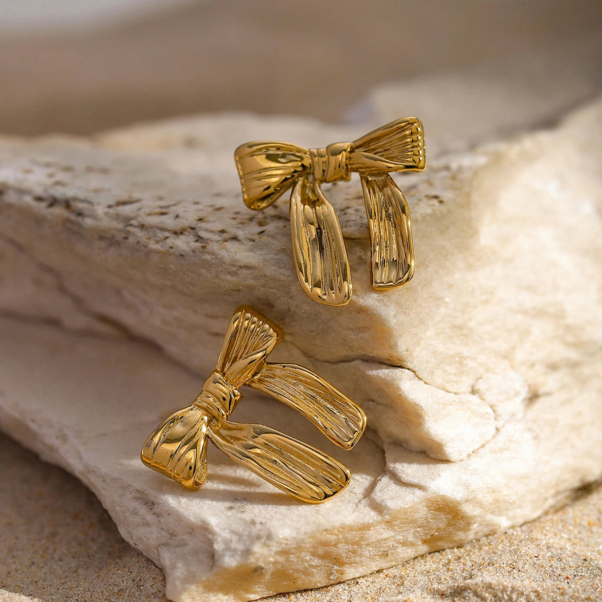 Feminine Textured Bow Earrings