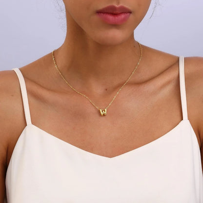 Dainty Bubble Letter Initial Necklace