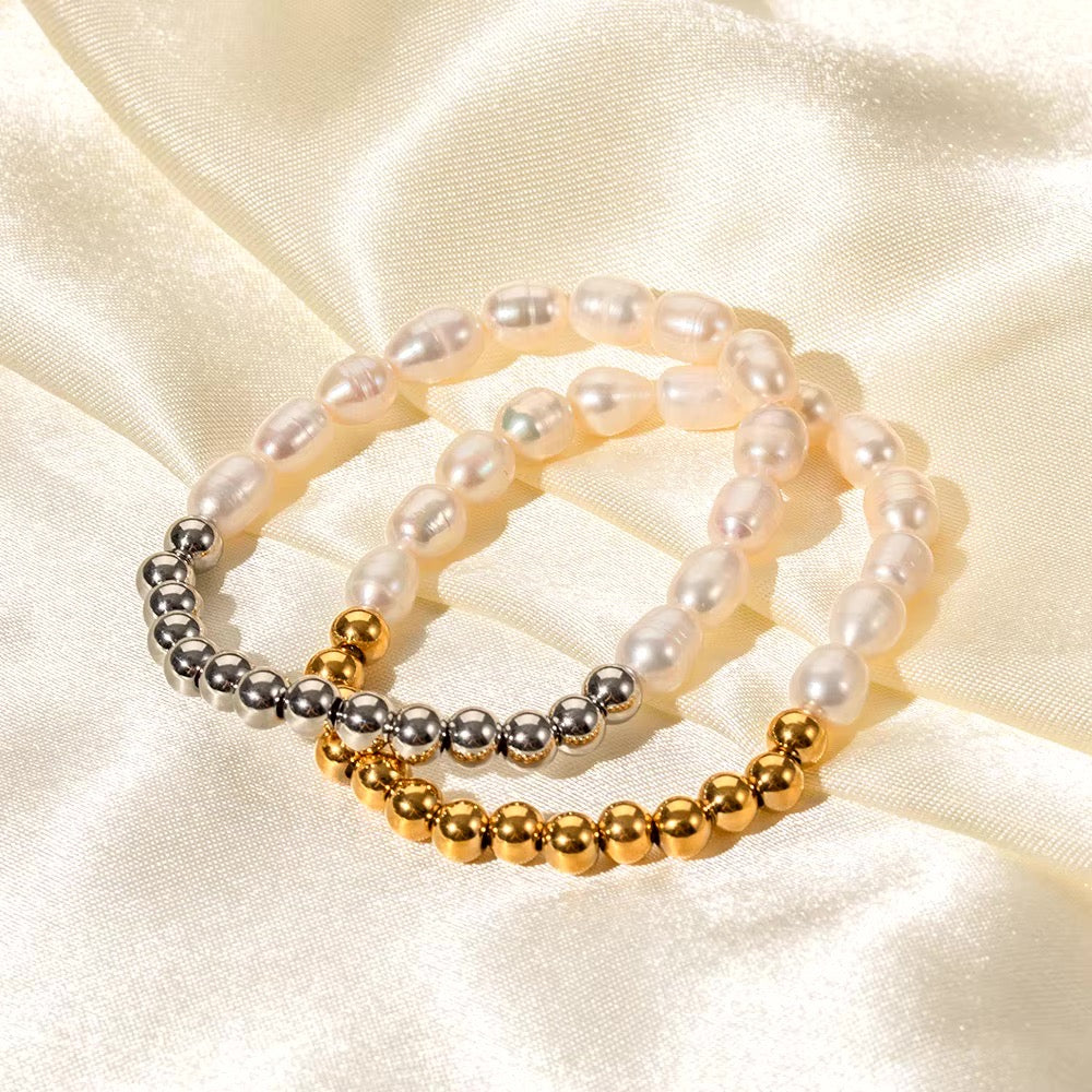 18k Beaded Pearl Split Bracelet