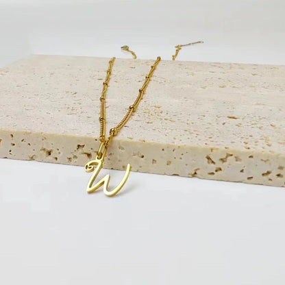 Dainty Satellite Chain Heart Letter Initial Necklace