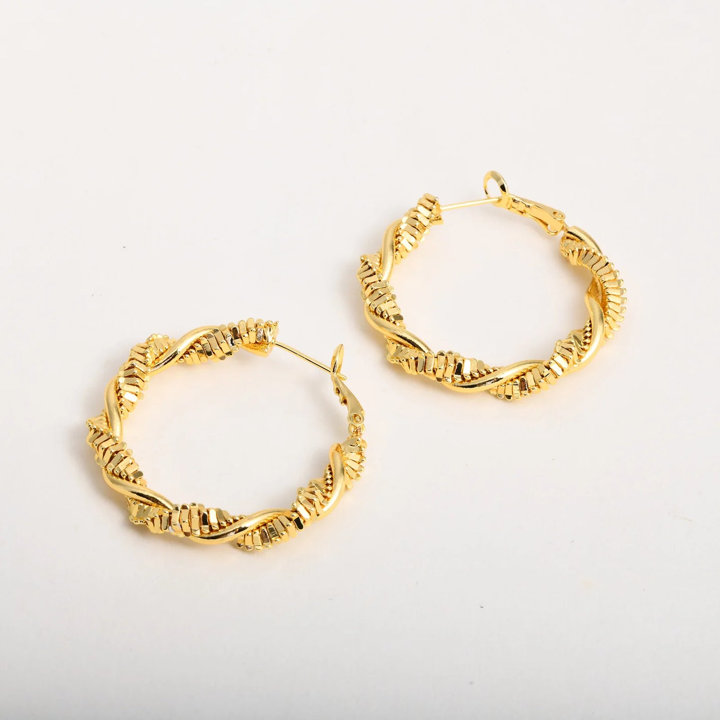 14k Deluxe Textured Spiral Hoop Earrings