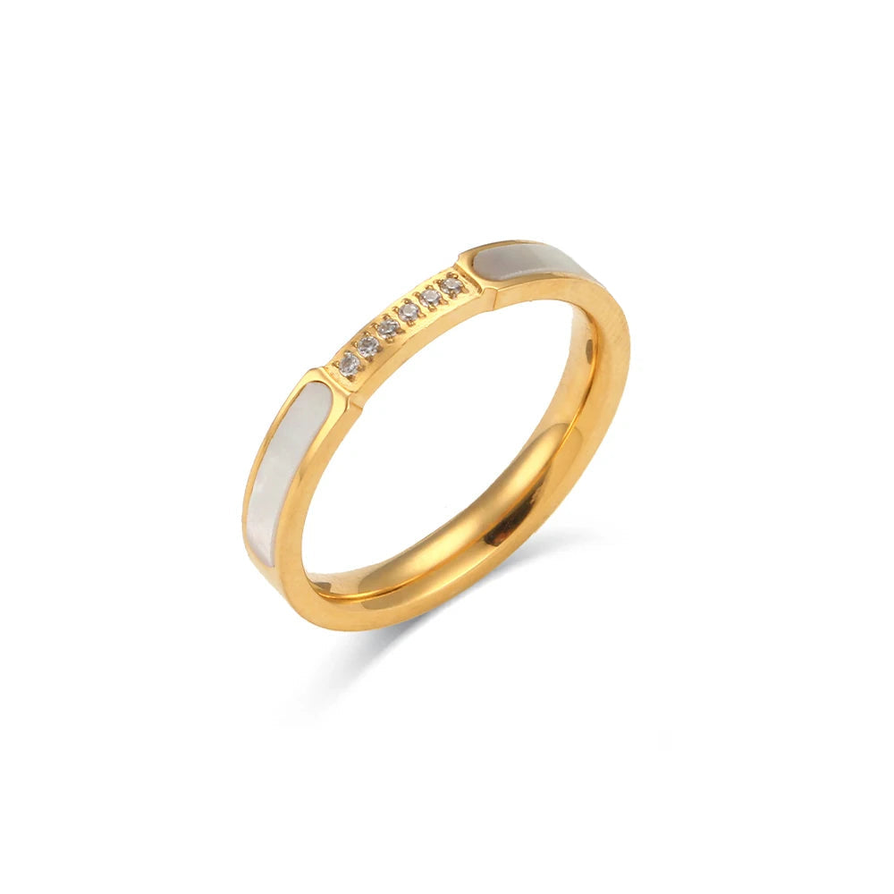 Dainty Shell Paved Dainty Diamond Ring