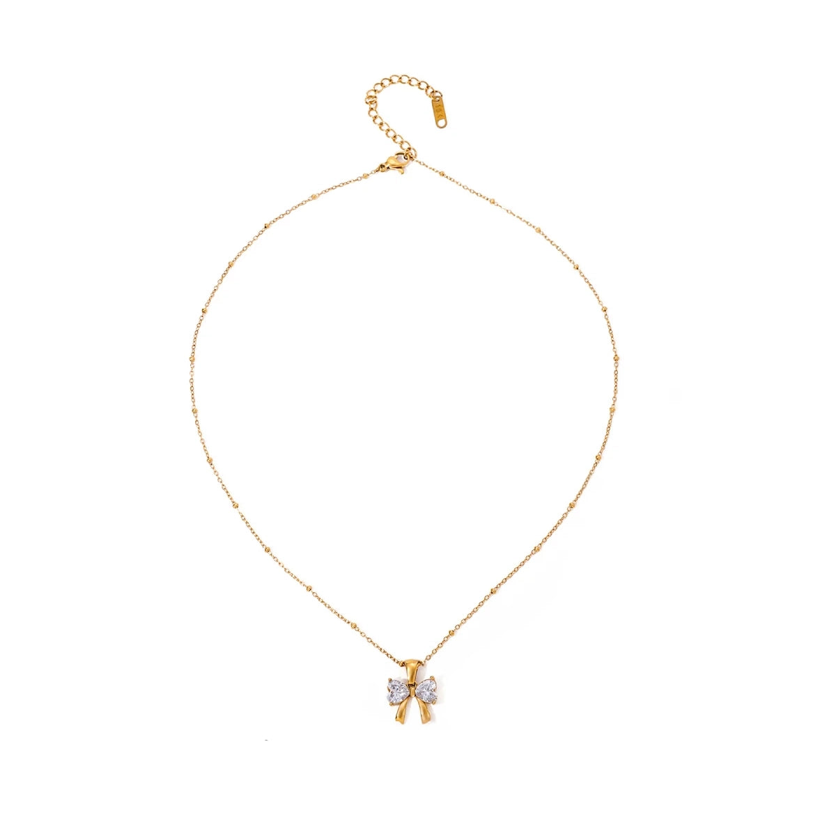 Dainty Feminine Diamond Bow Necklace