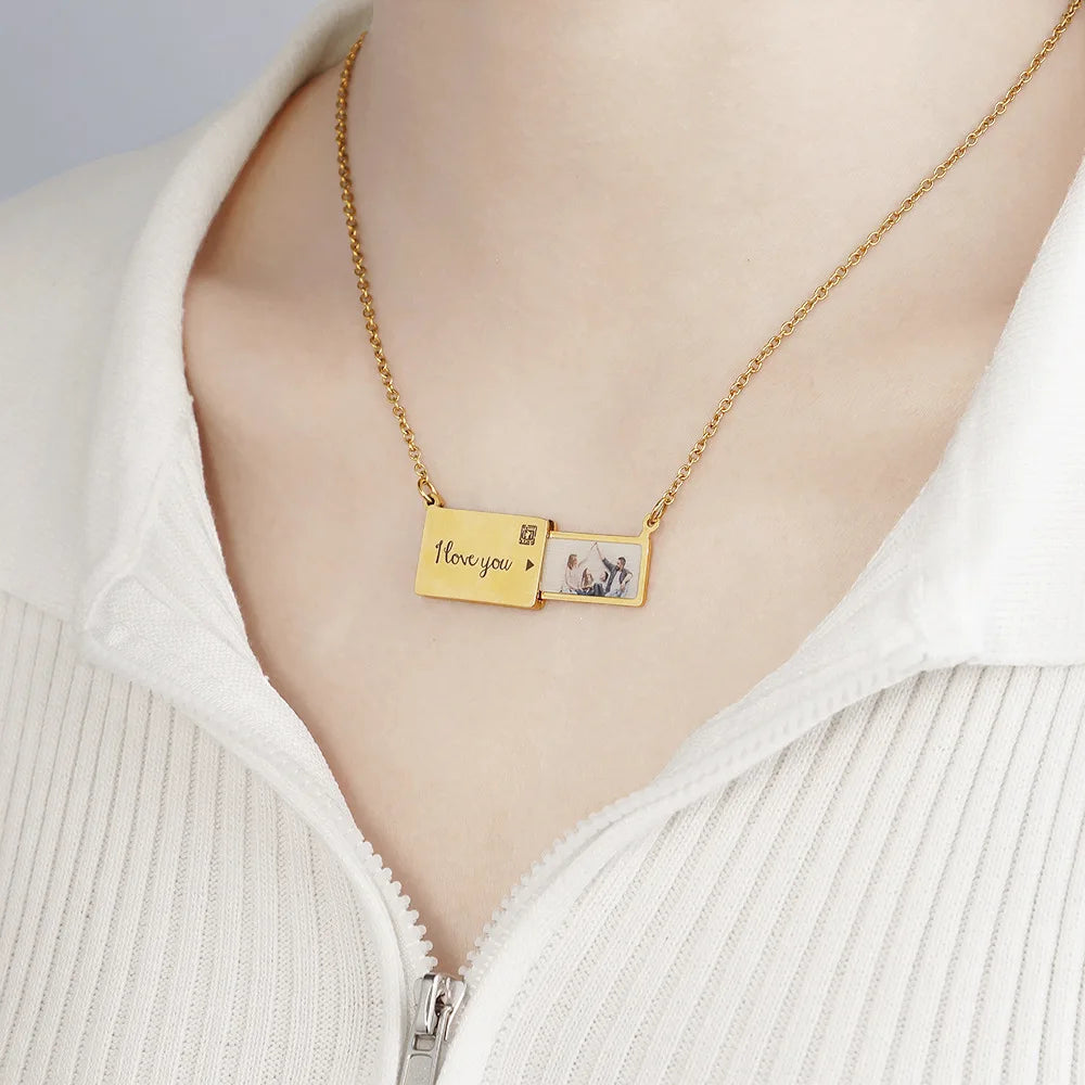 Personalized Custom Photo Envelope Necklace